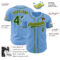 Custom Light Blue Green-Gold Authentic Baseball Jersey