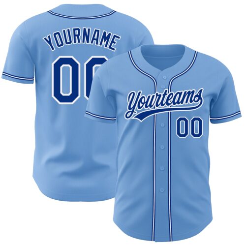 LightBlue0356 Custom Light Blue Royal-White Authentic Baseball Jersey
