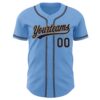 Custom Light Blue Navy-Old Gold Authentic Baseball Jersey