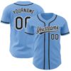 Custom Light Blue Black-White Authentic Baseball Jersey