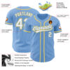 Custom Light Blue White Pinstripe White-Gold Authentic Baseball Jersey
