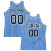 Custom Light Blue White Pinstripe Black Authentic Basketball Jersey