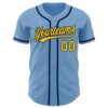 Custom Light Blue Yellow Pinstripe Navy Authentic Baseball Jersey