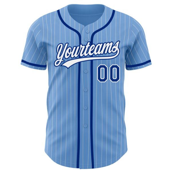 Custom Light Blue White Pinstripe Royal Authentic Baseball Jersey