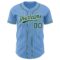 Custom Light Blue White Pinstripe Green Authentic Baseball Jersey