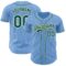 Custom Light Blue White Pinstripe Green Authentic Baseball Jersey