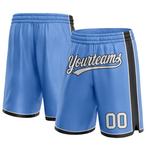 LightBlue0469 Custom Light Blue White-Black Authentic Basketball Shorts