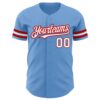 Custom Light Blue White-Red Authentic Baseball Jersey