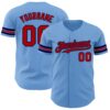 Custom Light Blue Red-Navy Authentic Baseball Jersey