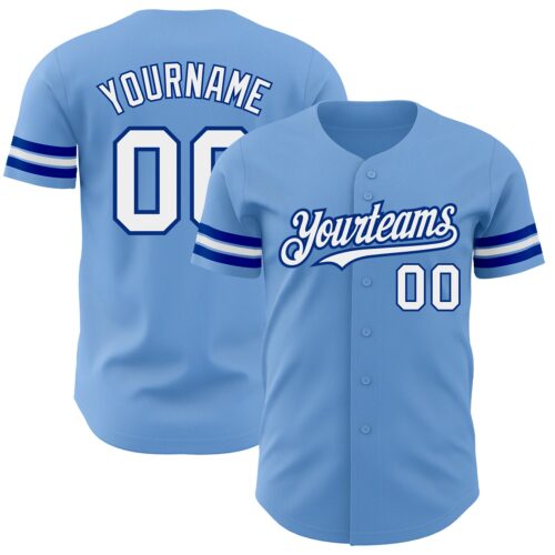 LightBlue0561 Custom Light Blue White-Royal Authentic Baseball Jersey
