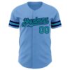 Custom Light Blue Teal-Navy Authentic Baseball Jersey