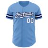 Custom Light Blue White-Navy Authentic Baseball Jersey