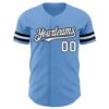 Custom Light Blue White-Black Authentic Baseball Jersey