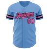 Custom Light Blue Pink-Black Authentic Baseball Jersey