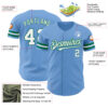 Custom Light Blue White-Kelly Green Authentic Baseball Jersey