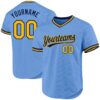 Custom Light Blue Gold-Navy Authentic Throwback Baseball Jersey