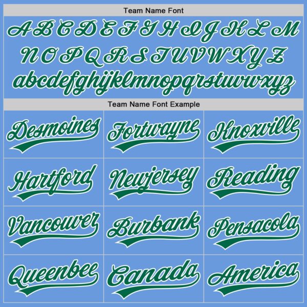 Custom Light Blue Kelly Green-White Authentic Throwback Baseball Jersey