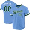 Custom Light Blue Green-White Authentic Throwback Baseball Jersey