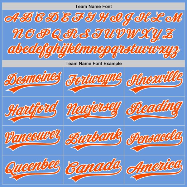Custom Light Blue Orange-White Authentic Throwback Baseball Jersey