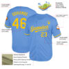 Custom Light Blue Yellow Mesh Authentic Throwback Baseball Jersey