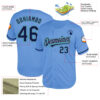 Custom Light Blue Navy Gray-Teal Mesh Authentic Throwback Baseball Jersey