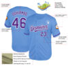 Custom Light Blue Purple-White Mesh Authentic Throwback Baseball Jersey