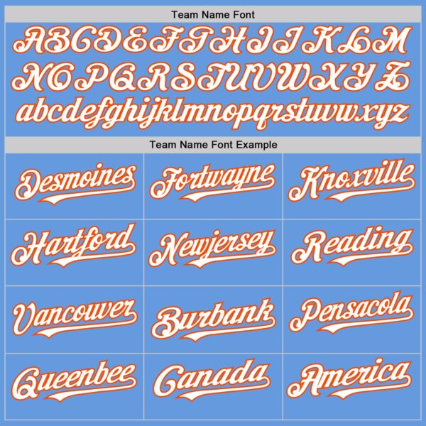 Custom Light Blue White-Orange Mesh Authentic Throwback Baseball Jersey