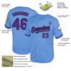 Custom Light Blue Purple-Black Mesh Authentic Throwback Baseball Jersey