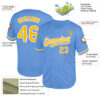 Custom Light Blue Gold-White Mesh Authentic Throwback Baseball Jersey