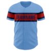 Custom Light Blue Red-Navy Authentic Baseball Jersey