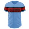 Custom Light Blue Red-Black Authentic Baseball Jersey