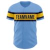 Custom Light Blue Yellow-Navy Authentic Baseball Jersey