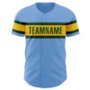 Custom Light Blue Green-Yellow Authentic Baseball Jersey