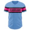 Custom Light Blue Pink-Black Authentic Baseball Jersey