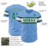 Custom Light Blue Kelly Green-White Authentic Baseball Jersey
