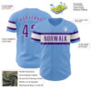 Custom Light Blue Purple-White Authentic Baseball Jersey