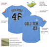 Custom Light Blue Black-White Mesh Authentic Throwback Baseball Jersey