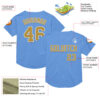 Custom Light Blue Old Gold-White Mesh Authentic Throwback Baseball Jersey
