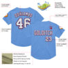 Custom Light Blue Royal-Red Mesh Authentic Throwback Baseball Jersey