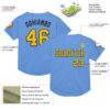 Custom Light Blue Yellow-Black Mesh Authentic Throwback Baseball Jersey
