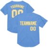 Custom Light Blue White-Yellow Mesh Authentic Throwback Baseball Jersey