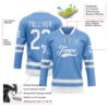 Custom Light Blue White Hockey Lace Neck Jersey