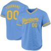 Custom Light Blue Gold Authentic Throwback Baseball Jersey