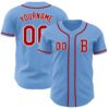 Custom Light Blue Red-White Authentic Baseball Jersey