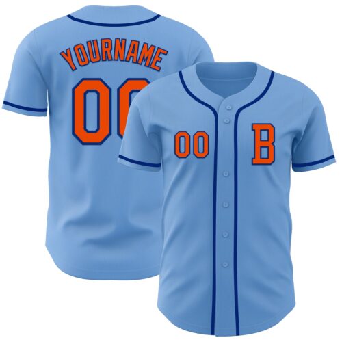 LightBlue0798_8a2e1c2b-212f-41b5-b973-64ca90585585 Custom Light Blue Orange-Royal Authentic Baseball Jersey