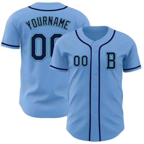 LightBlue0803_740ea392-544b-4849-8ac7-387060298d98 Custom Light Blue Navy Gray-Teal Authentic Baseball Jersey