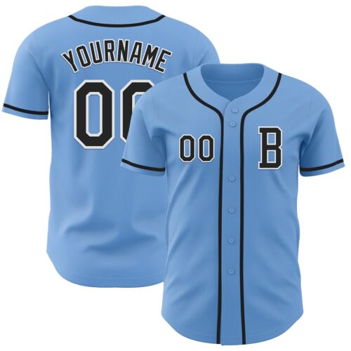 LightBlue0805_4fa015dd-dcf9-4350-a2b3-9ea83ffdfd36 Custom Light Blue Black-White Authentic Baseball Jersey