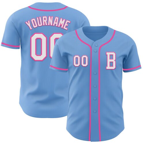 LightBlue0809_c21663bb-c2aa-47b6-ba67-a9d4811505ce Custom Light Blue White-Pink Authentic Baseball Jersey
