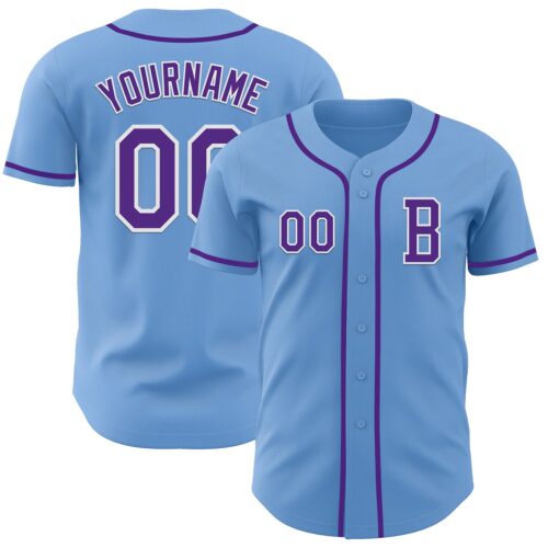 LightBlue0813_299cacbe-cb35-4344-b368-592213807067 Custom Light Blue Purple-White Authentic Baseball Jersey