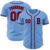Custom Light Blue Red-Navy Authentic Baseball Jersey